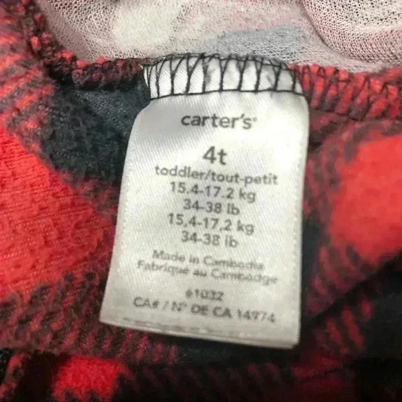 Carters Footed Onesie Red & Black Fleece Size 4T - Picture 8 of 16